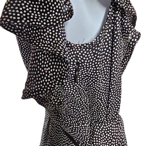ALC Deep V-Neck Silk Polka Dot Viera Mini Dress Ruffled Flutter Sleeve Women's 2 - Picture 16 of 16
